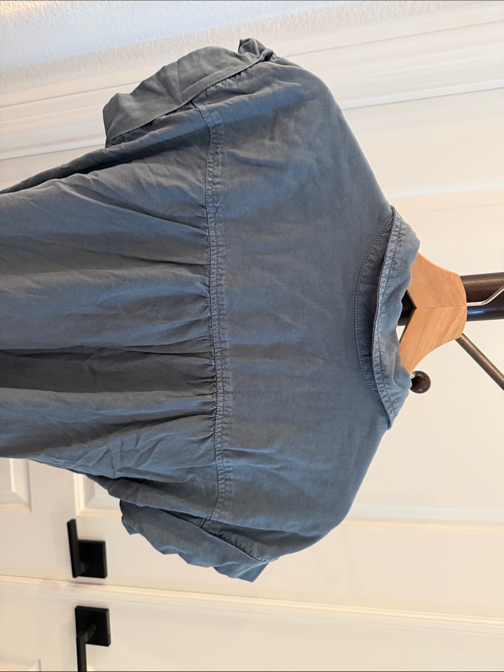 Anthropologie Washed Blue Button-Front Mini Shirt Dress - Picture 5 of 5